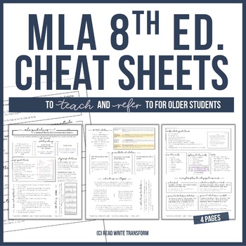 Preview of [UPDATED 2019] MLA 8 Format Cheat Sheet
