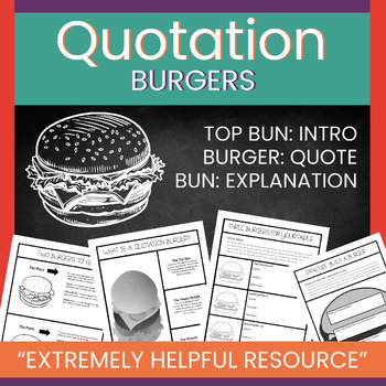 Preview of Embedding Quotes: Quotation Burgers Graphic Organizers