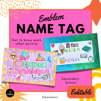 Preview of Emblem Name Tag Lesson Package - SEL - Get to Know Activity - Creative