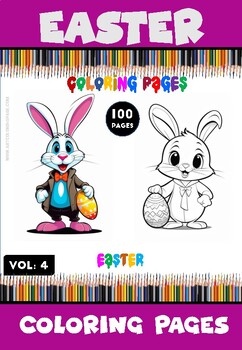 Preview of Embrace the Charm of Spring with Cute Easter Bunny Coloring Page Vol 4: 100P