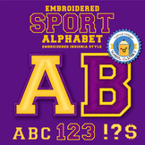 Embroidered Sports Alphabet - Purple and Yellow (Gold)