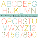 Embroidery Stitch Alphabet Digital Clipart