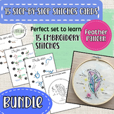 Embroidery bundle:15 step-by-step stitches cards and The f