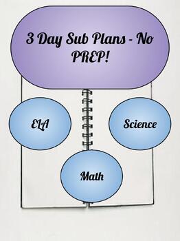 Preview of Emergency 3 Day Sub Plans for (2nd/3rd) - Includes ELA, Math, and Science
