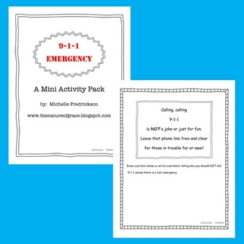 Preview of Emergency 9-1-1 Mini Activity Pack (Lesson Plan Ideas)