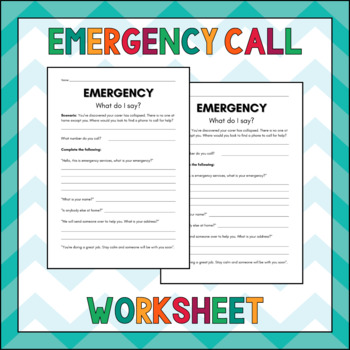Preview of Emergency Call Script Worksheet - Printable Template - No Prep