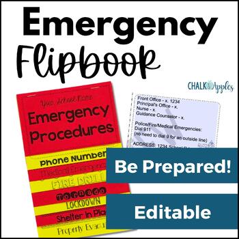 Preview of Emergency Classroom Procedures & Plans - Back to School Flip Book