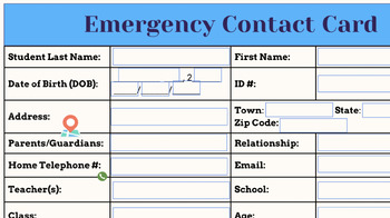 Preview of Emergency Contact Card