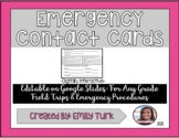 Emergency Contact Cards (EDITABLE on Google Slides)