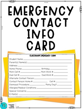 Preview of Emergency Contact Info Card