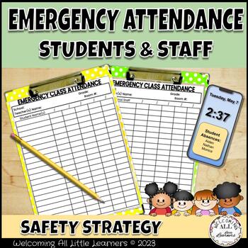 Preview of EDITABLE Emergency & Drill Student & Staff Name Attendance Count Safety Sheet