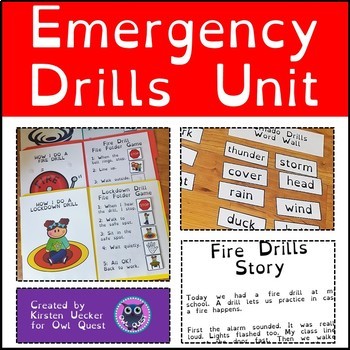 Preview of Emergency Drills (Fire, Tornado, Lock Down) : Stories, Folder Games, Word Cards