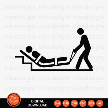 Preview of Emergency Evacuation Mattress Bed Rescue Stairs Fire SVG PNG JPG JPEG PDF EPS AI