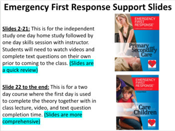 Preview of Emergency First Response Course Support Slides (Adult & Child) First Aid / CPR