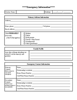 Emergency Form by Whimsical Homage | TPT
