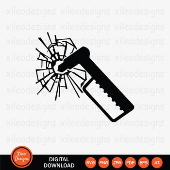 Preview of Emergency Hammer Break Glass Window Escape Exit Icon SVG PNG JPG JPEG PDF EPS AI