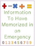 Emergency Information - Phone, Address, Names