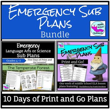 Preview of Emergency Language Arts Sub Plan Bundle