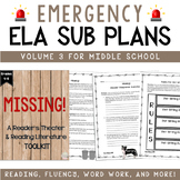 ELA Emergency Sub Plans for Grades 4-8 Set #3