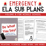 ELA Emergency Sub Plans for Grades 4-8 Set #5