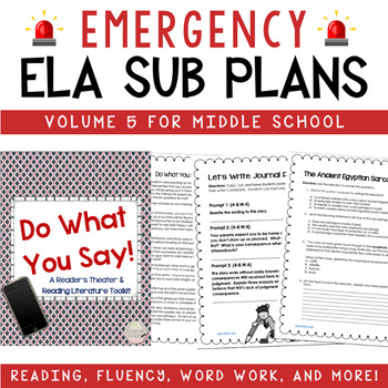 Preview of ELA Emergency Sub Plans for Middle School Vol. 5