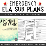 ELA Emergency Sub Plans for Grades 4-8 Set #6