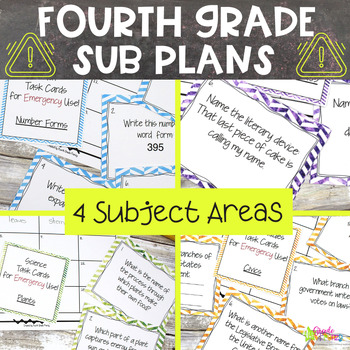 Preview of Back to School Emergency Plans Fourth Grade Emergency Sub Plans