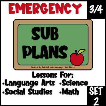 Preview of Emergency Lessons Plans for 3rd and 4th Set 2