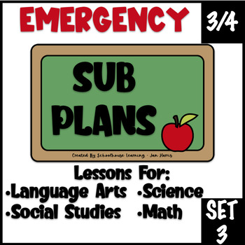 Preview of Emergency Lessons Plans for 3rd and 4th Set 3
