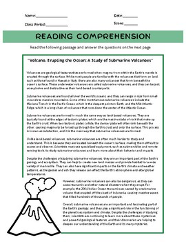 Preview of Emergency Middle School Science Sub Plans and Reading Comprehension w/ answers