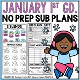 January NO PREP Sub Plans Pack 1st Grade | Winter Spiral R