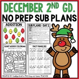 December NO PREP Sub Plans Pack 2nd Grade | Christmas Spir