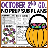 October NO PREP Sub Plans Pack 2nd Grade | Halloween Spira