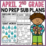April NO PREP Sub Plans Pack 2nd Grade | Spring Spiral Rev