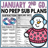 January NO PREP Sub Plans Pack 2nd Grade | Winter Spiral R
