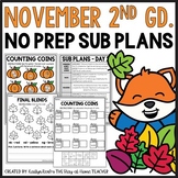 November NO PREP Sub Plans Pack 2nd Grade | Fall Spiral Re