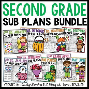 Preview of NO PREP Emergency Sub Plans Pack 2nd Grade Math Phonics Sight Words Worksheets