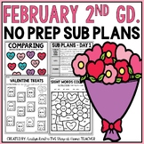 February NO PREP Sub Plans 2nd Grade | Valentine's Day Spi