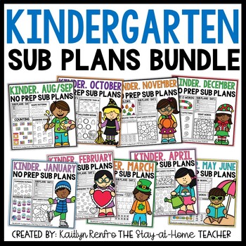 Preview of Emergency NO PREP Sub Plans Pack Kindergarten Math Phonics Sight Word Worksheets