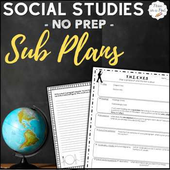 Preview of Emergency NO PREP Sub Plans Social Studies Substitute Teacher Activities