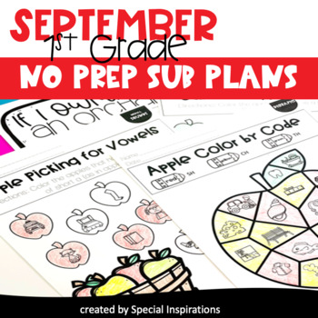 Preview of Emergency No Prep Sub Plans for 1st Grade (September)