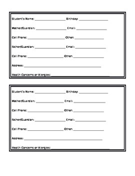 Preview of Emergency Parent Contact Form