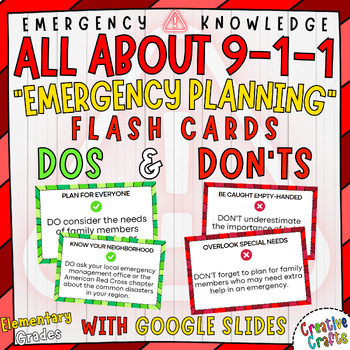 Preview of Emergency Planning DOs and DON'Ts Activity Flash Cards for Elementary Students
