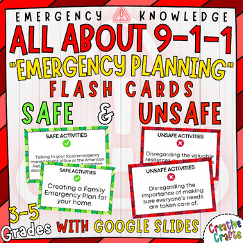 Preview of Emergency Planning SAFE and UNSAFE Activity Flash Cards for Elementary Students