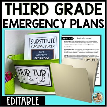 Preview of Emergency SUB Plans 3rd GRADE | Editable | TEN DAYS of PLANS