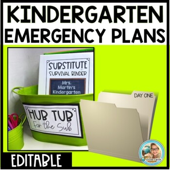 Preview of Emergency SUB Plans KINDERGARTEN | Editable | TEN DAYS of PLANS