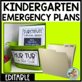 Emergency SUB Plans KINDERGARTEN | Editable | TEN DAYS of PLANS