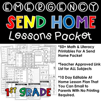 Preview of Distance Learning Emergency Send Home Lesson Plans for 1st / First Grade