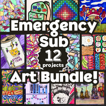 Preview of Emergency Sub ART BUNDLE, 12 LOW to NO PREP Activities, Middle/High School