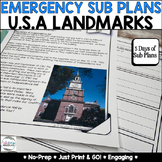 Emergency Sub Lesson Plans - Low Prep - USA Landmarks  - 5